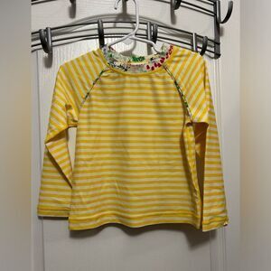 Hanna Anderson Girls Long Sleeve Swim Top Rash Guard Stripe UVA Sz 100cm/ 4